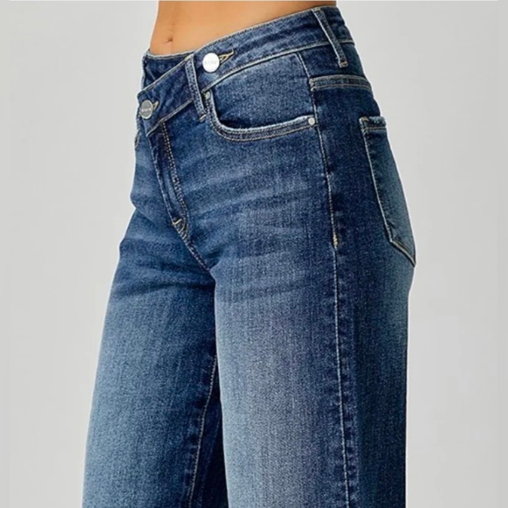 ❤️ NWT! RISEN CROSSOVER MID-RISE WIDE LEG JEANS, 0 (24) - Picture 3 of 14